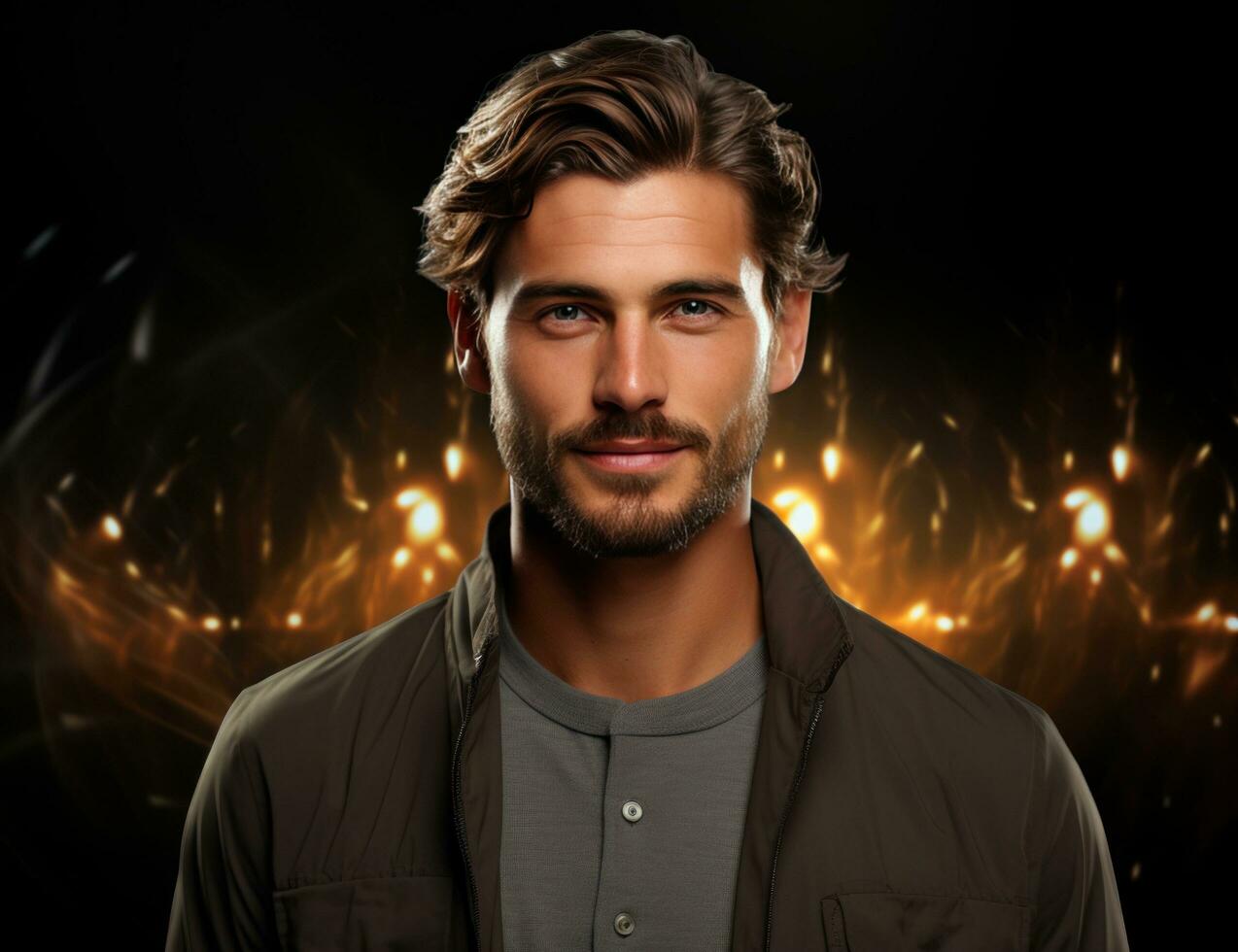AI generated handsome man smiling and posing for the camera photo
