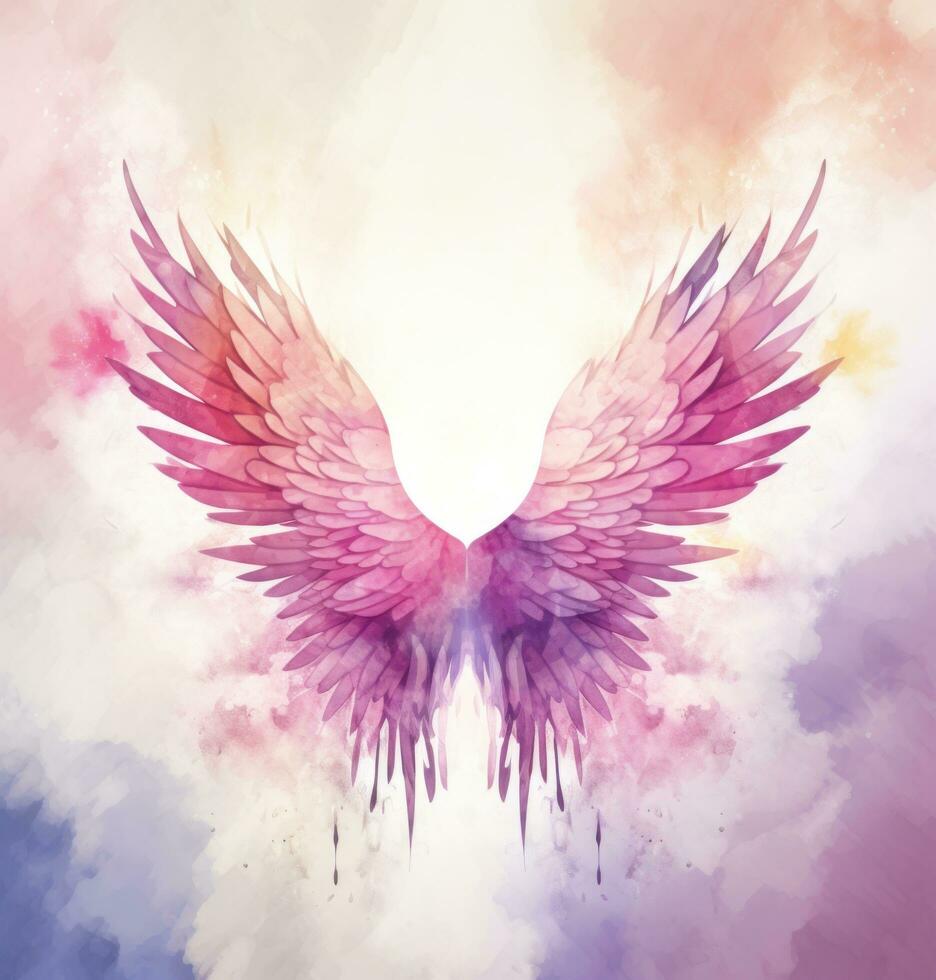 AI generated free vector illustration of colorful watercolor wings with abstract background photo