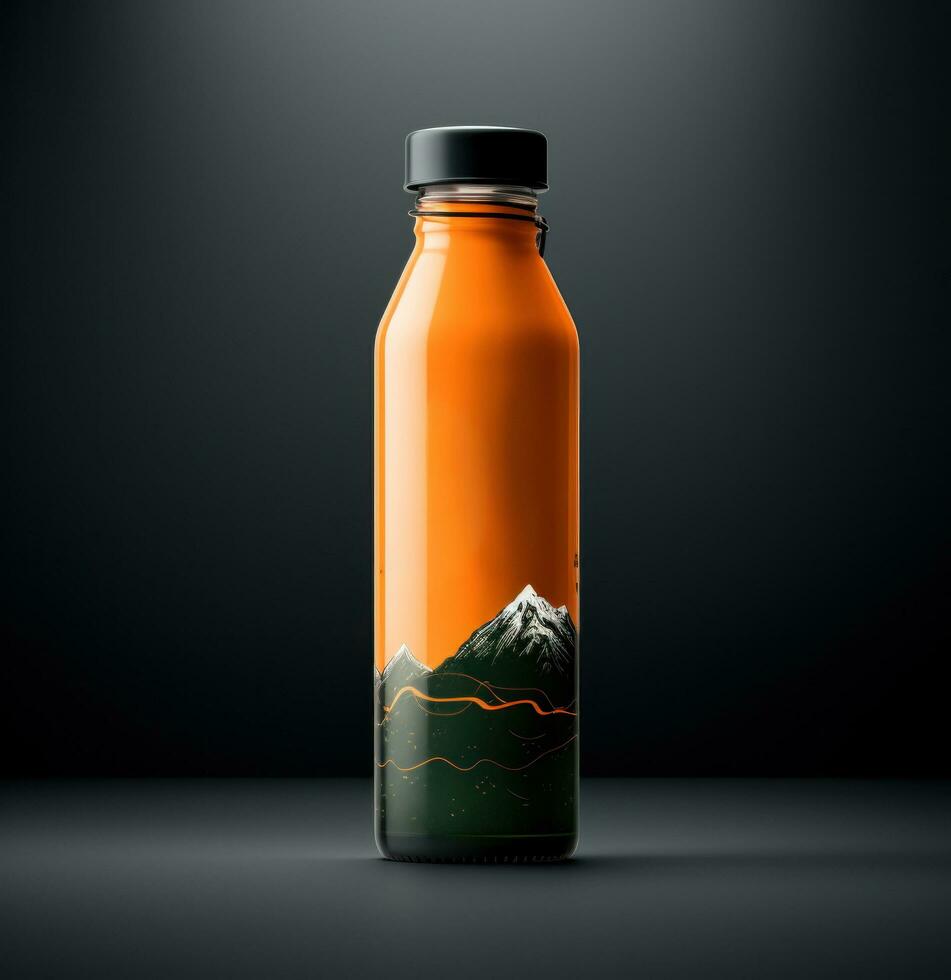 AI generated green tea juice bottle mockup photo