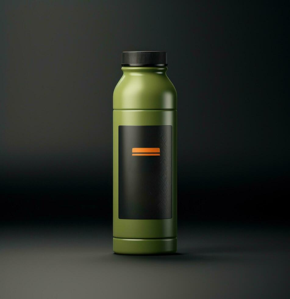 AI generated green tea juice bottle mockup photo