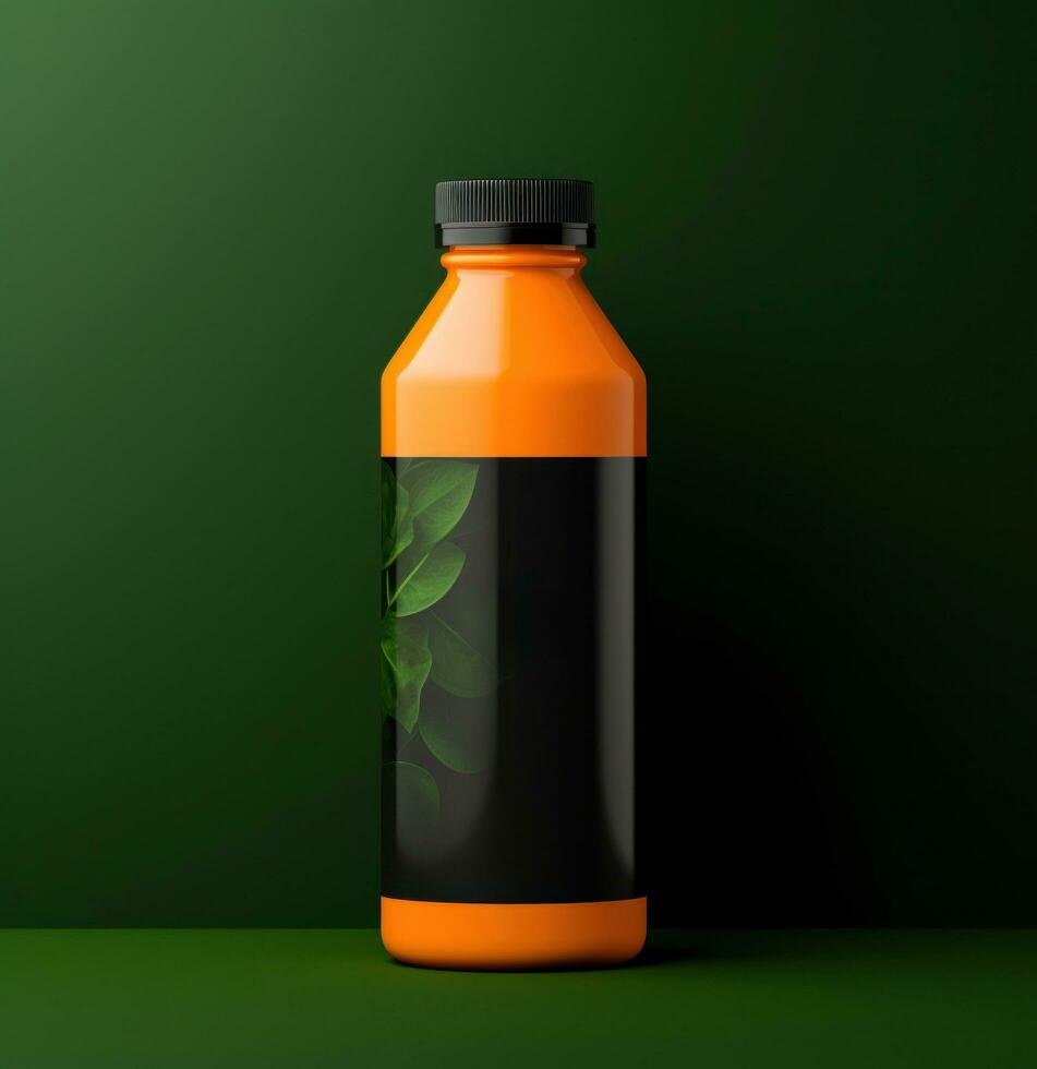 AI generated green tea juice bottle mockup photo