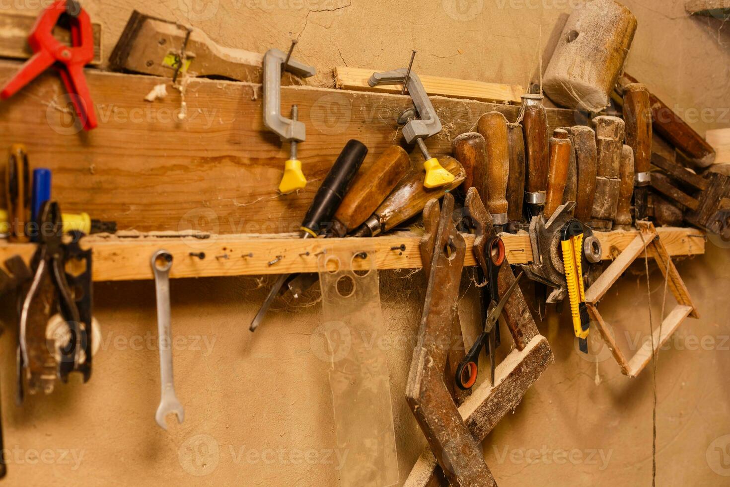 old garage full of tools and stuff photo