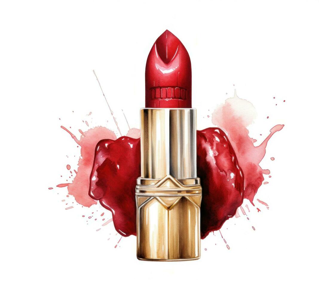 AI generated lipstick watercolors print with heart photo