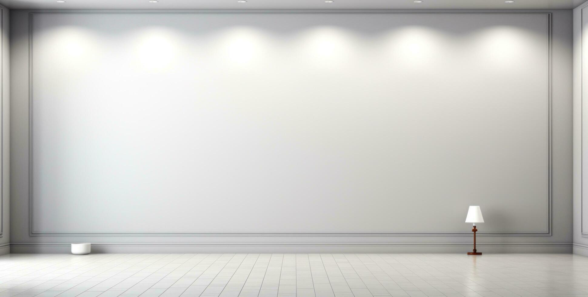 AI generated an empty white room with lights in the middle photo