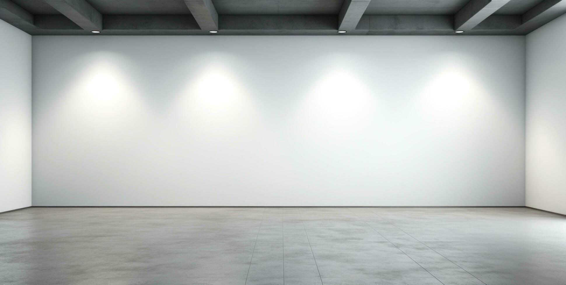 AI generated an empty white room with lights in the middle photo