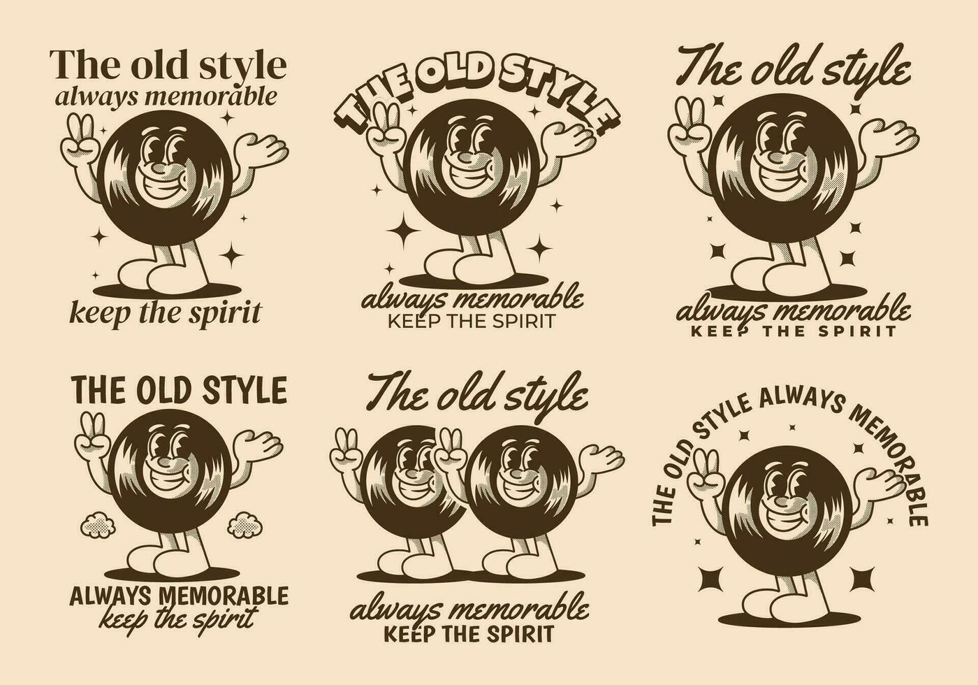 The old style always memorable. Character illustration of vinyl with happy expression vector