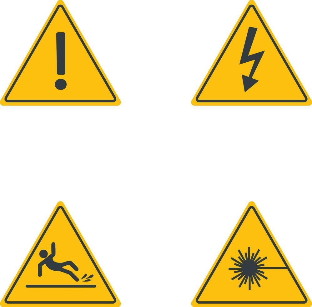 Danger Warning Attention Icon With Simple Decoration. Isolated Vector Icon Set.