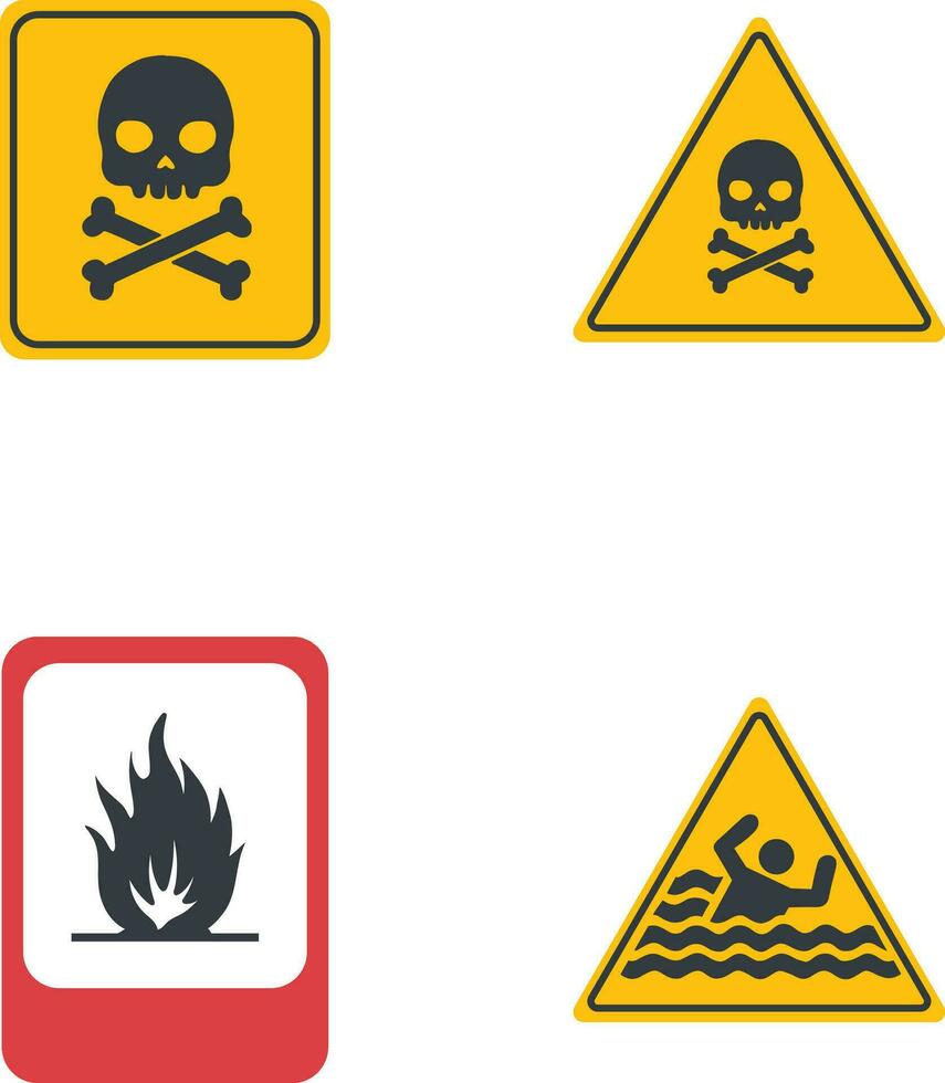 Danger Warning Attention Icon With Simple Decoration. Isolated Vector Icon Set.