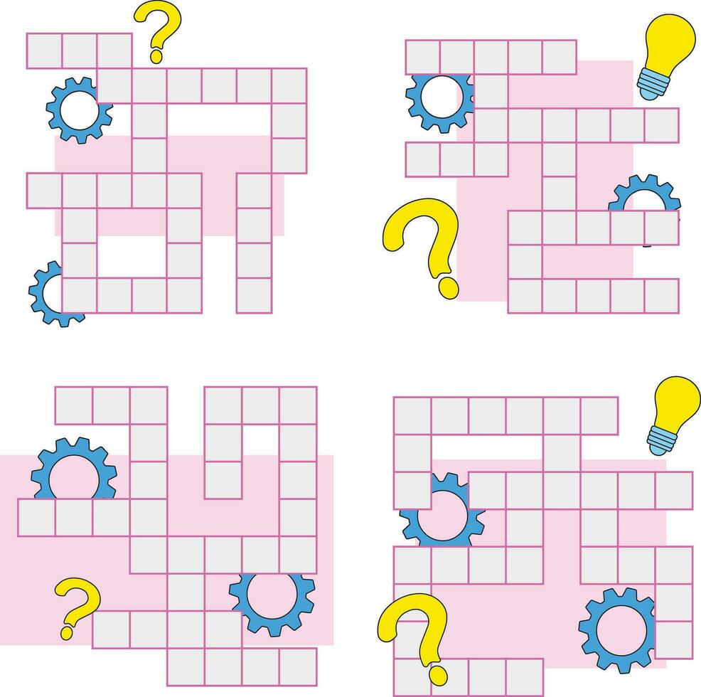 Crossword Puzzle Day Icon Collection. Isolated On White Background. Vector Illustration.