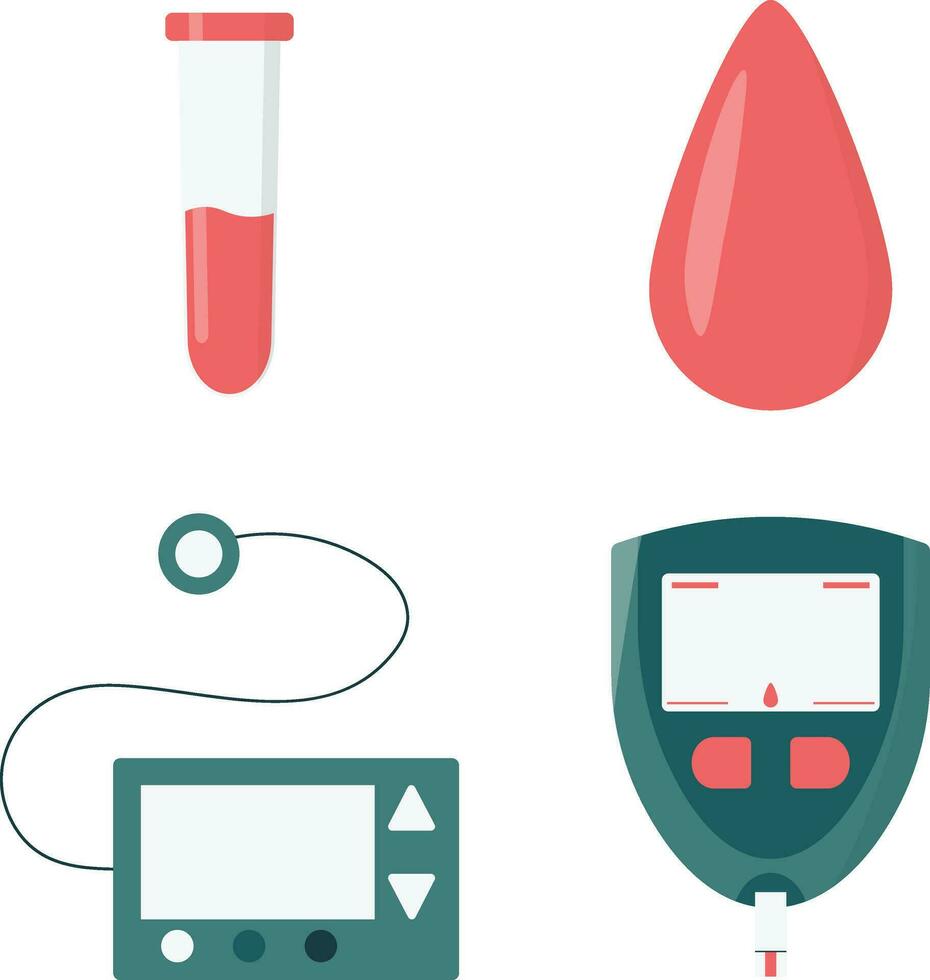 World Diabetes Day Icon With Flat Cartoon Design. Vector Illustration Set.
