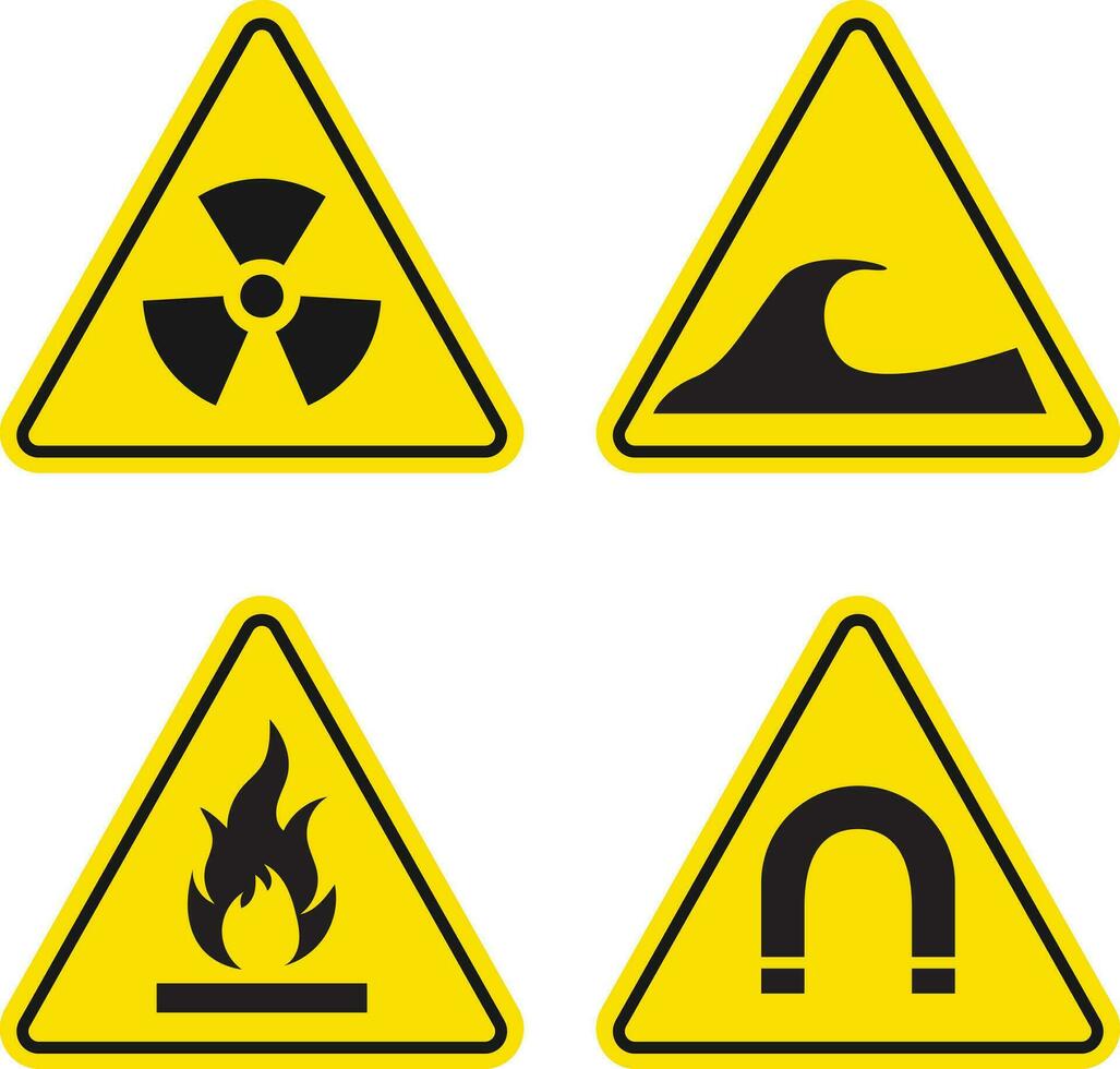 conjunto de peligro advertencia atención. con diferente firmar y símbolo. aislado vector icono.