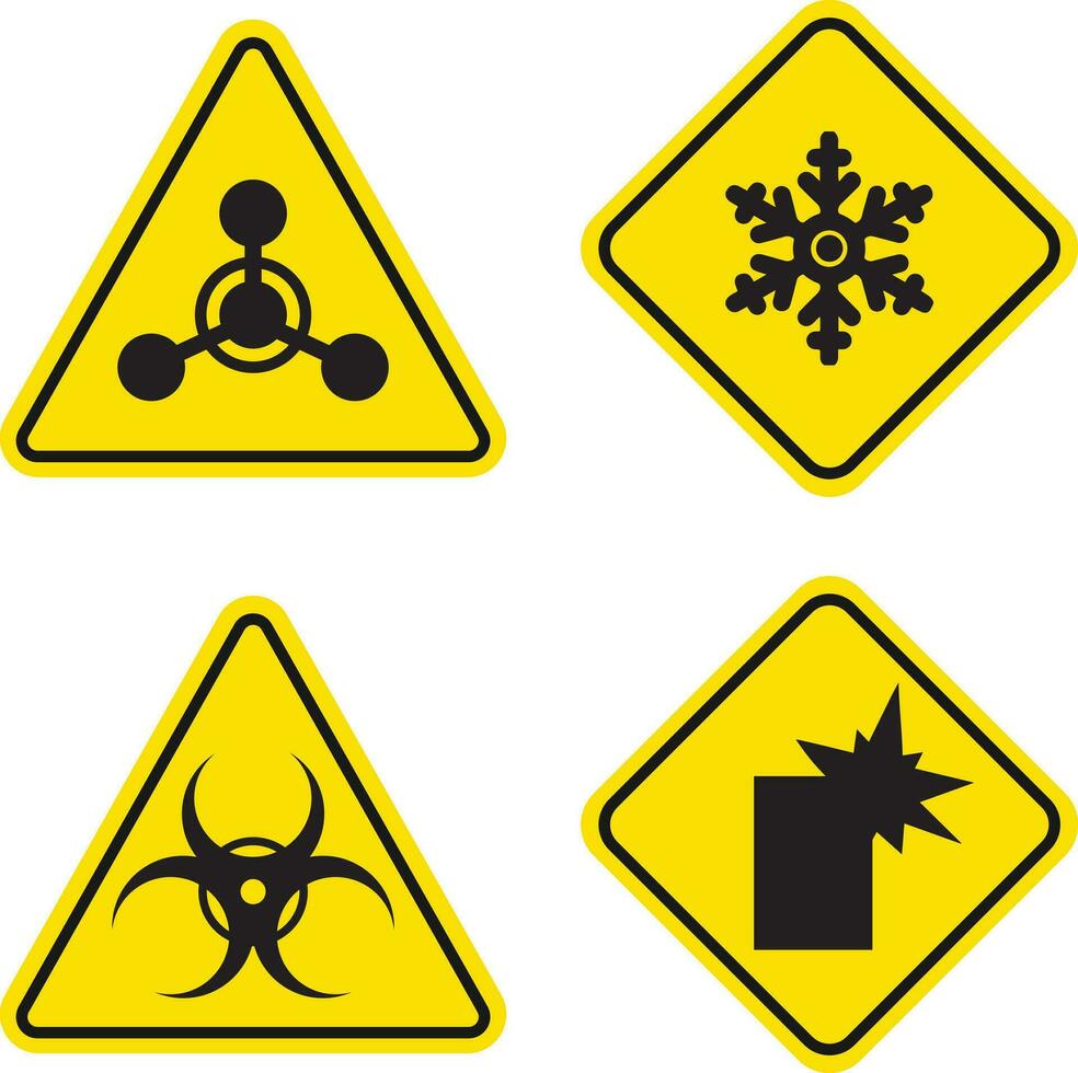Set of Danger Warning Attention. With Different Sign and Symbol. Isolated Vector Icon.