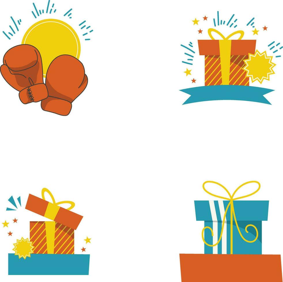 Set of Boxing Day. With Flat Cartoon Design. Isolated Vector Illustration.