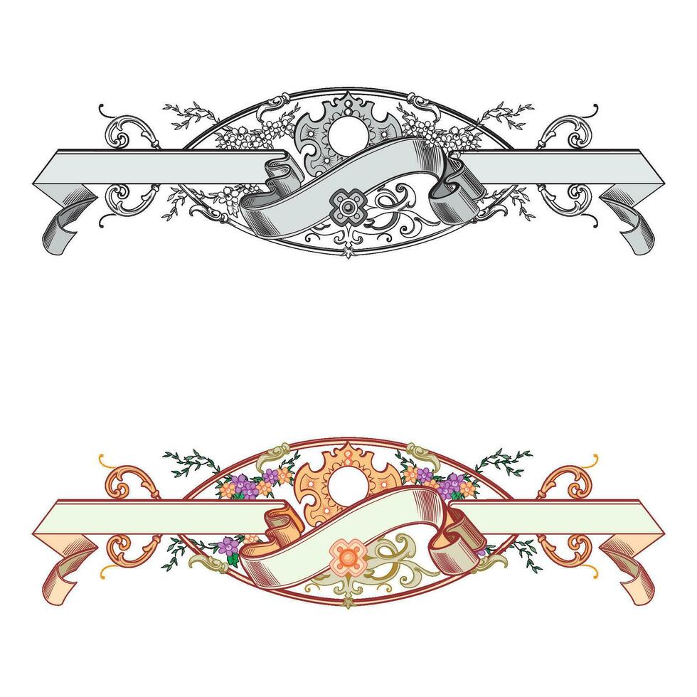 mano dibujado horizontal pancartas conjunto con retro estilo cintas decoración elementos aislado vector ilustración