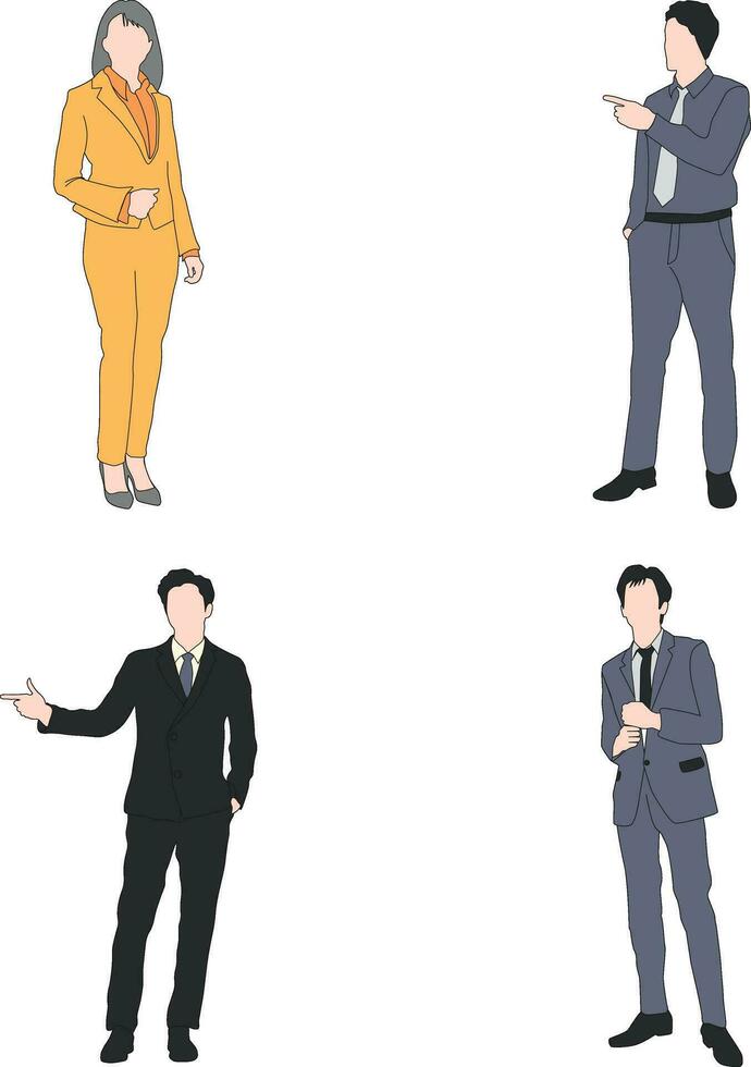 Character Doing Presentation With Flat Design. Vector Illustration Set.