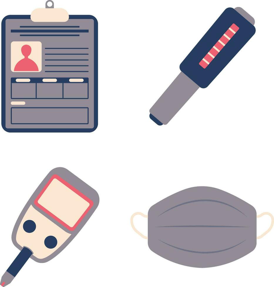 World Diabetes Day Icon Set. With Flat Cartoon Design. Isolated Vector Set.