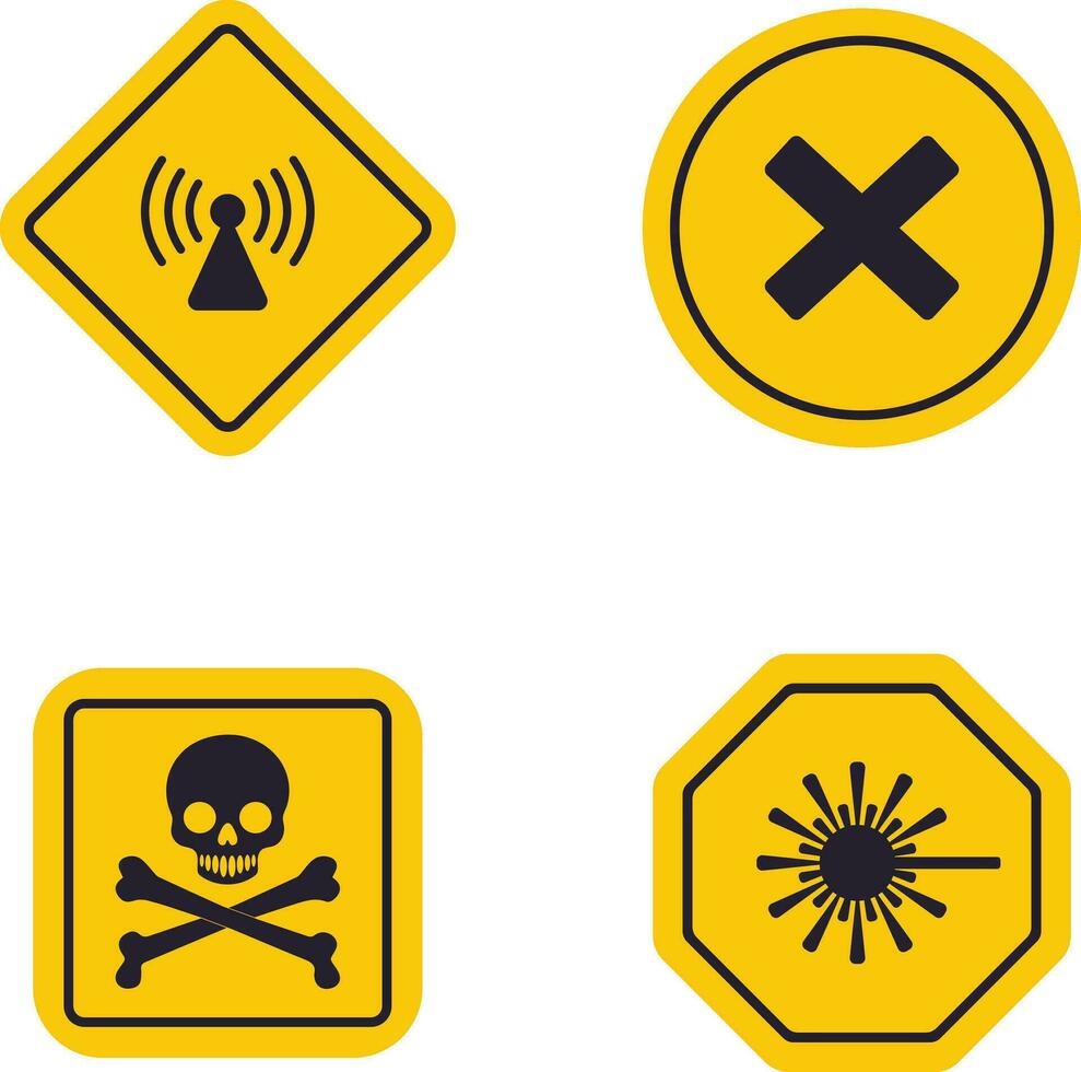 Danger Warning Attention Icon Set. With Different Types Sign. Vector Illustration Set.