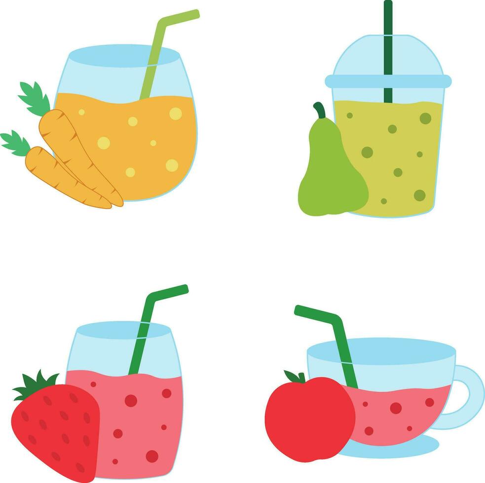 Fruit Juice Smoothie On White Background. With Several Types of Fruit. Vector Illustration