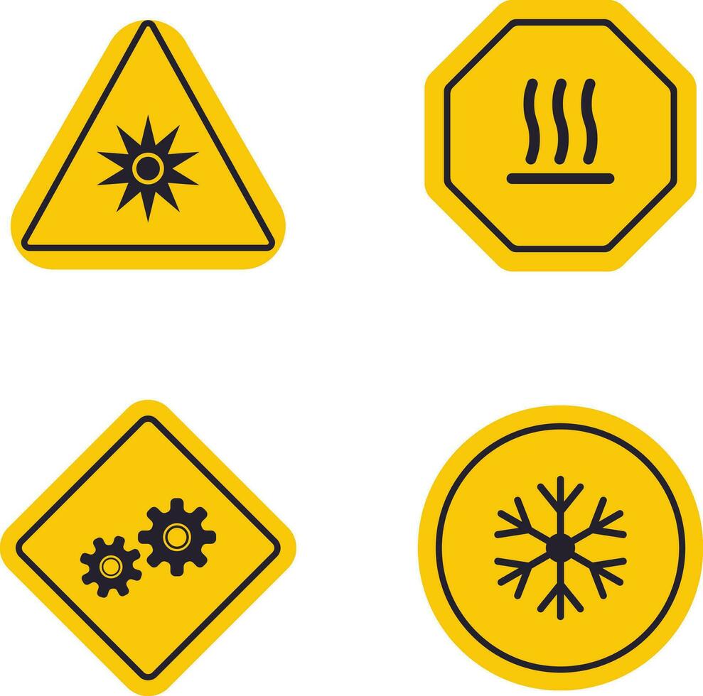 Danger Warning Attention Icon Set. With Different Types Sign. Vector Illustration Set.