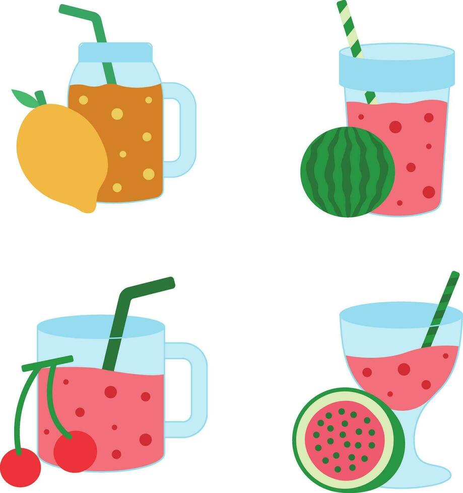 Fruit Juice Smoothie On White Background. With Several Types of Fruit. Vector Illustration