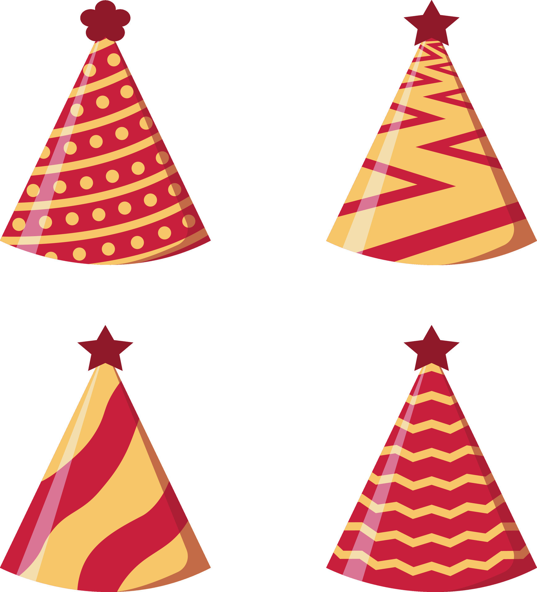 Collection of New Year Hat. Isolated On White Background. Vector