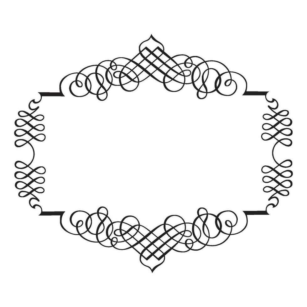 Vintage forged floral classic calligraphic retro vignette scroll frames ornamental design elements black set isolated vector