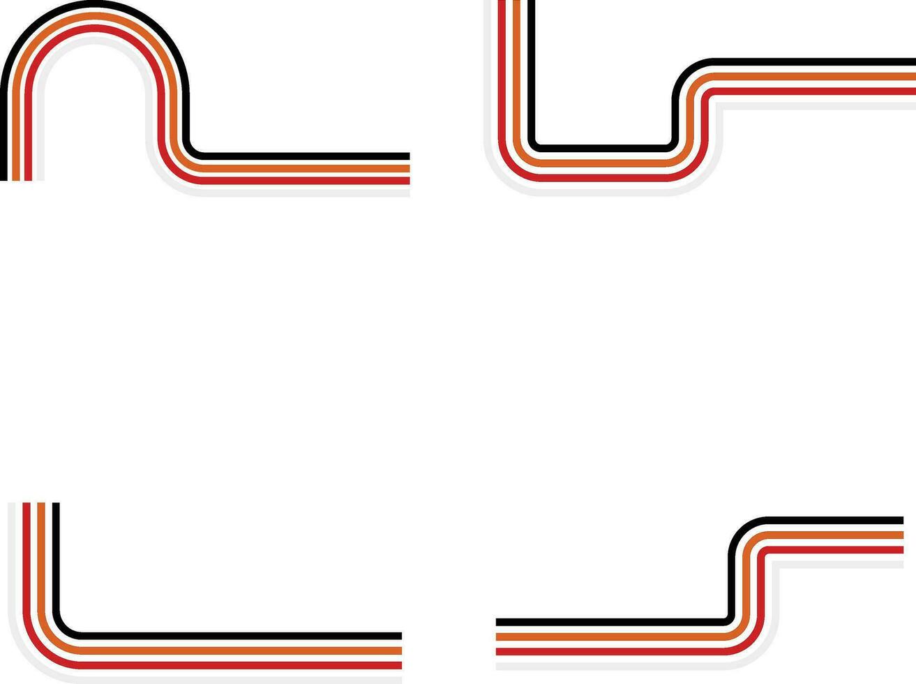 Set of Different Retro Groovy Lined. Isolated On White Background. Vector Icon