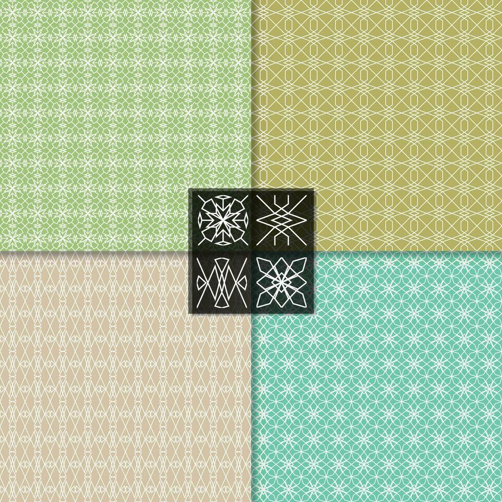 Four seamless line patterns, backgrounds vector