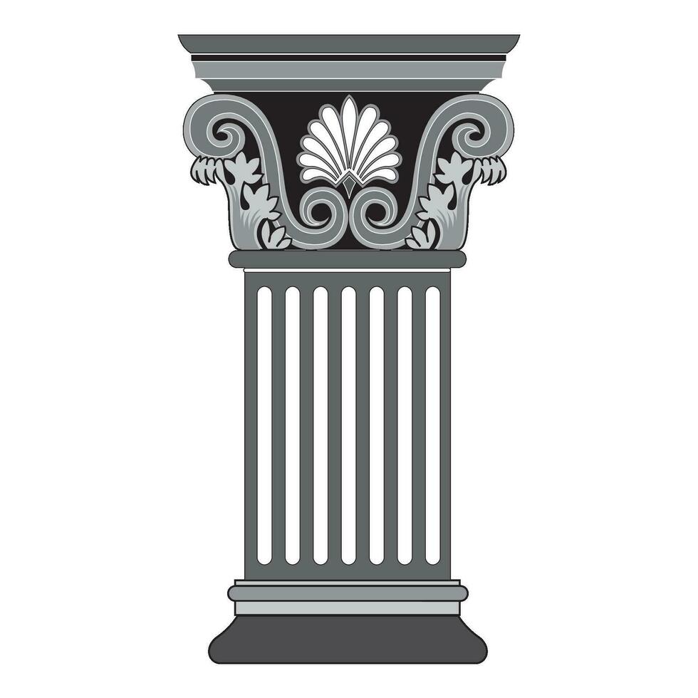 Antique white column realistic composition with isolated front view of architectural piece vector