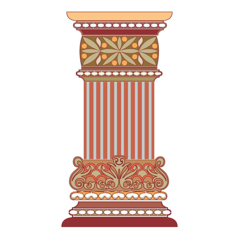 Antique white column realistic composition with isolated front view of architectural piece vector