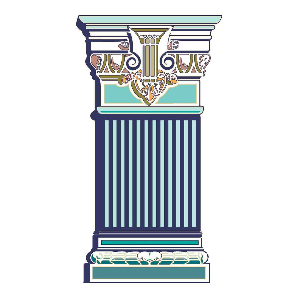 antiguo blanco columna realista composición con aislado frente ver de arquitectónico pedazo vector