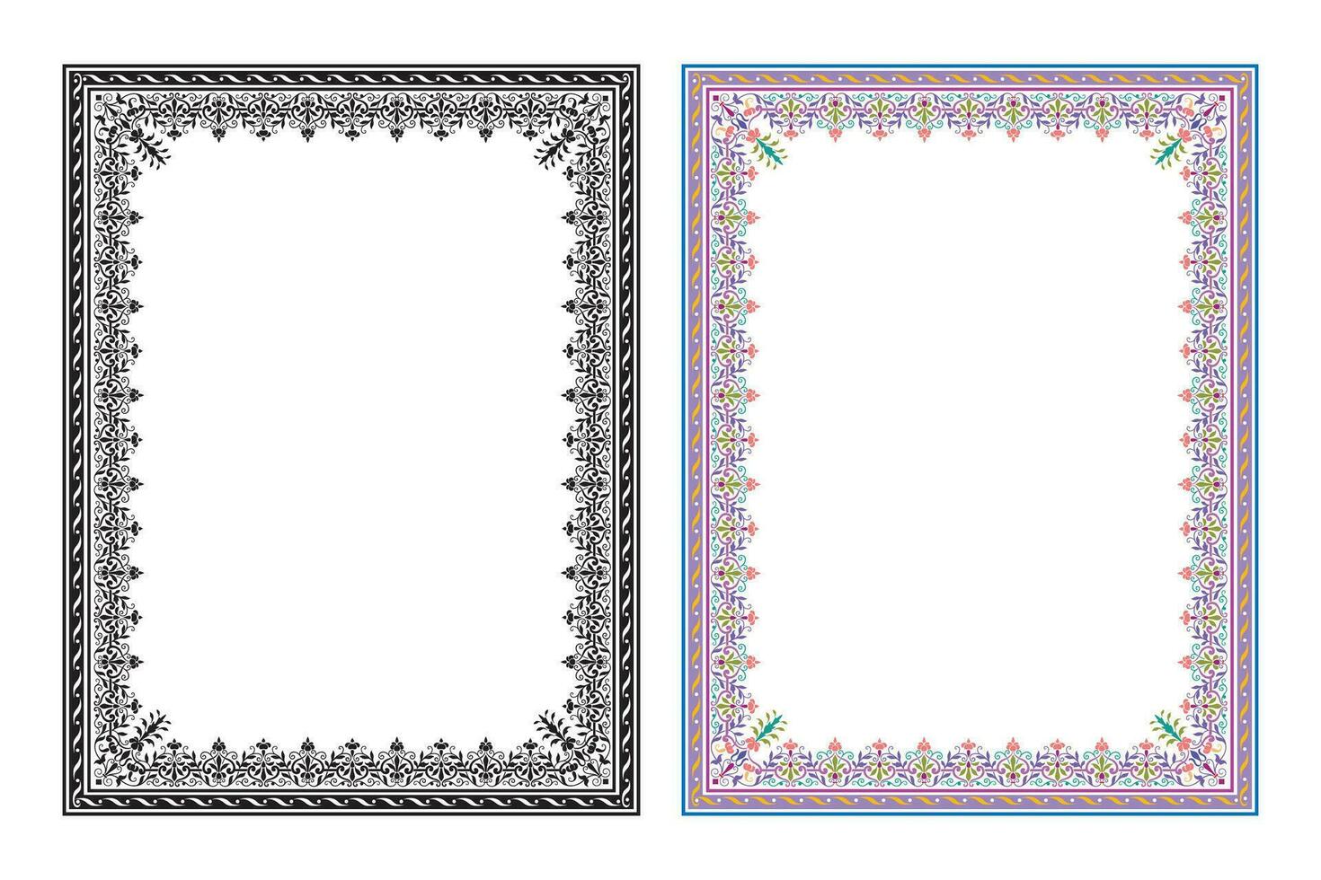 Vintage traditional realistic frames set on white background isolated vector illustration