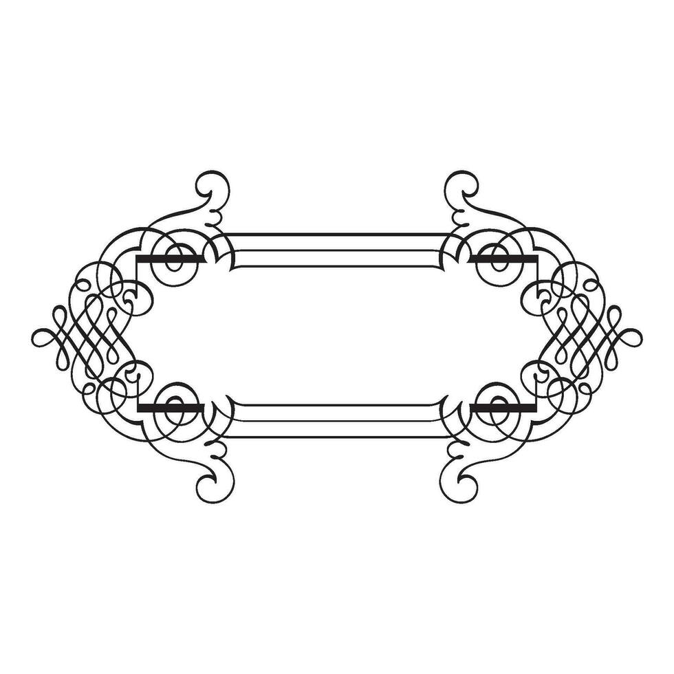 Vintage forged floral classic calligraphic retro vignette scroll frames ornamental design elements black set isolated vector