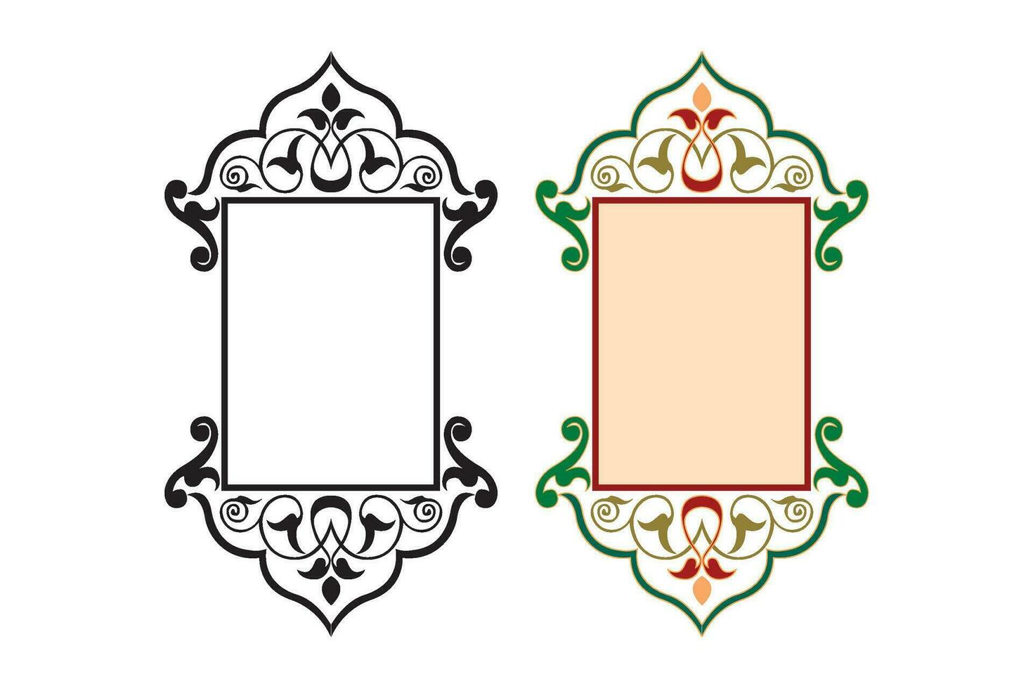 Vintage traditional realistic black and color frames set on white background isolated vector illustration