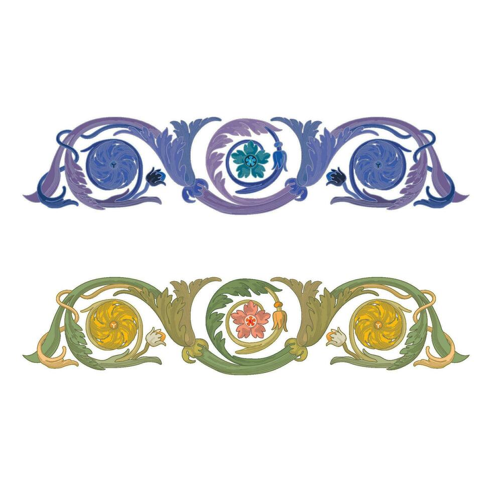 Retro chapter dividers swirl floral ornament bookmarks sketch set vector