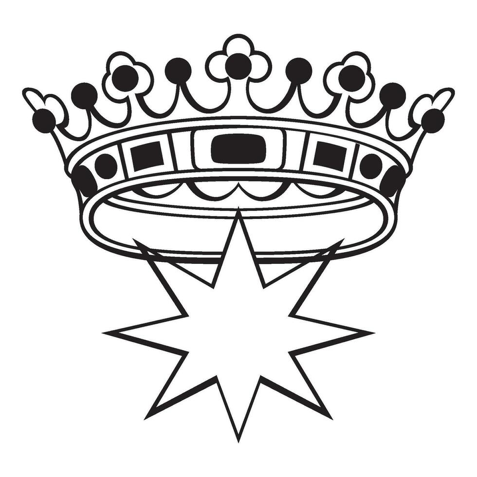 Silhouette icon of beautiful princess crown on white background vector