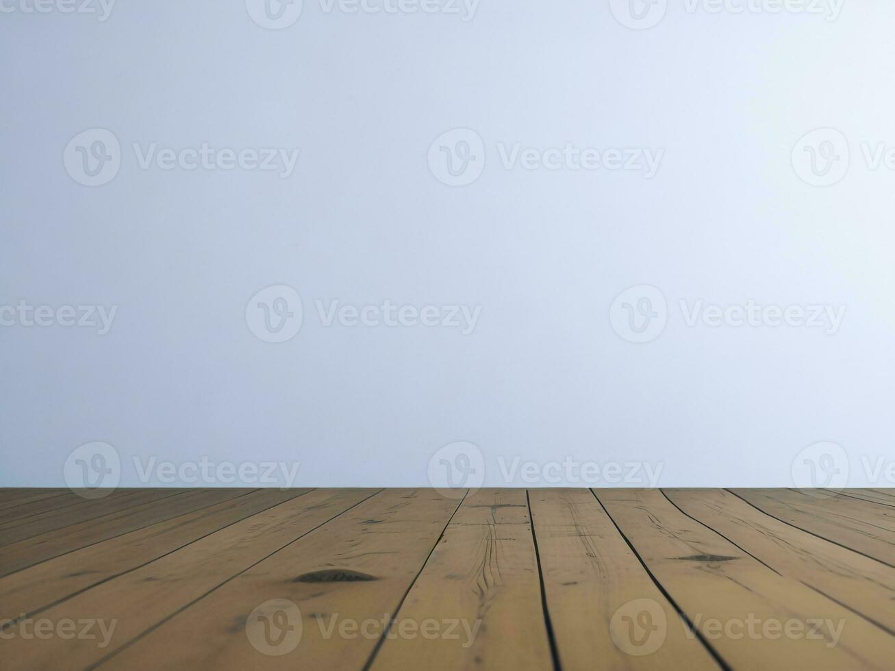 ai generado vacío de madera mesa en el blanco antecedentes cerca arriba vista. alto calidad foto