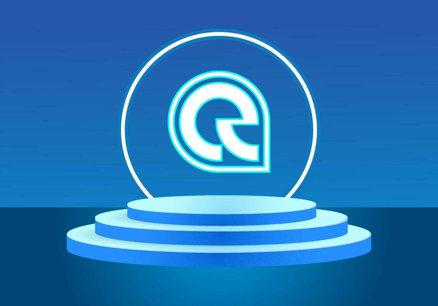 Letter CQ blue logo sign. Vector logo design for business.