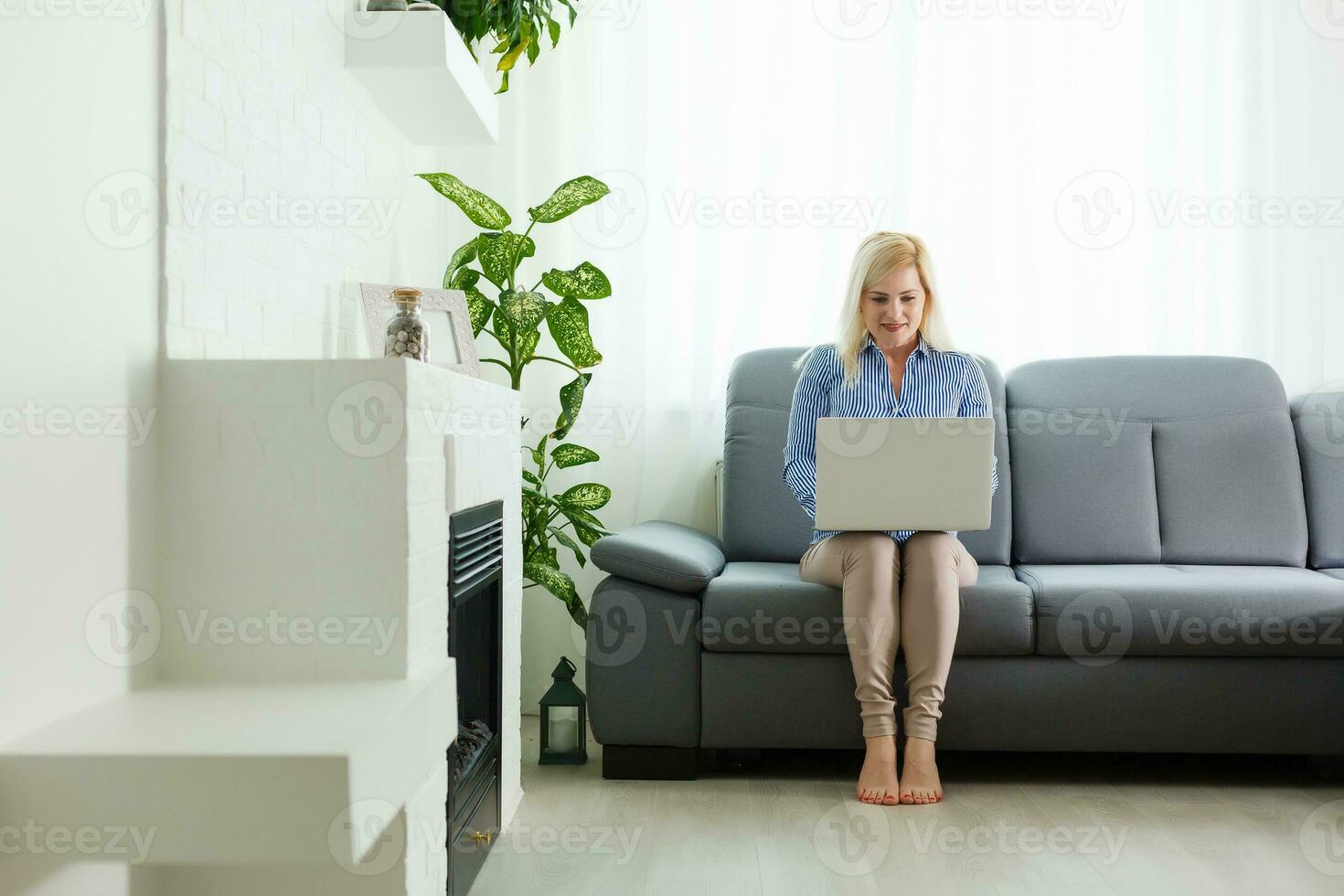 Global communication concept using video conferencing on a laptop photo