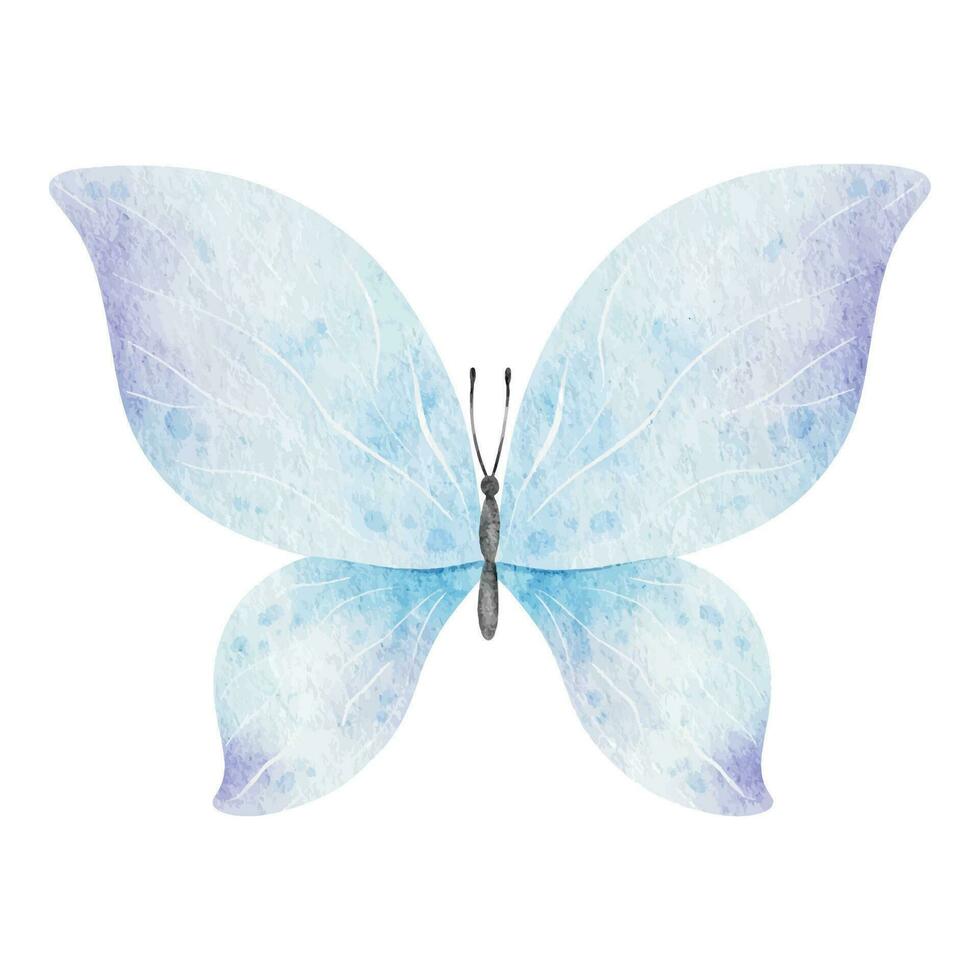 Cute blue butterfly. Spring animal. Isolated watercolor illustration for decoration of children's rooms, design of packages and labels, fabrics and clothes vector