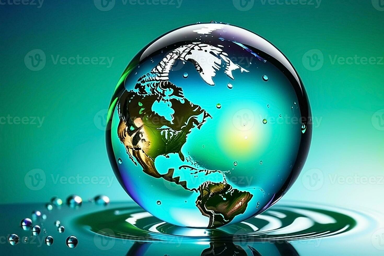 AI generated Global Harmony Half Water Globe for World Water Day photo