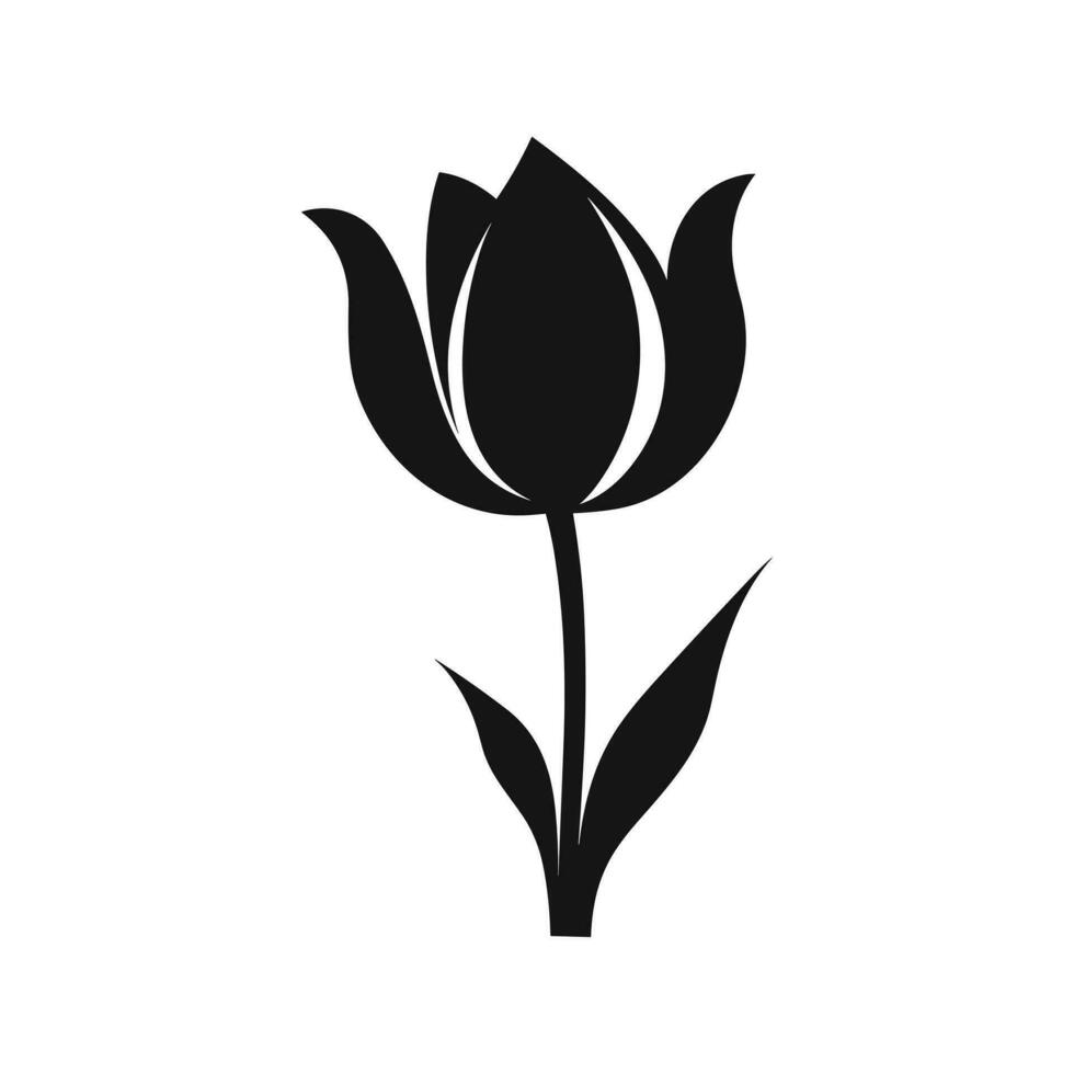 A Tulip Flower Vector Silhouette isolated on a white background