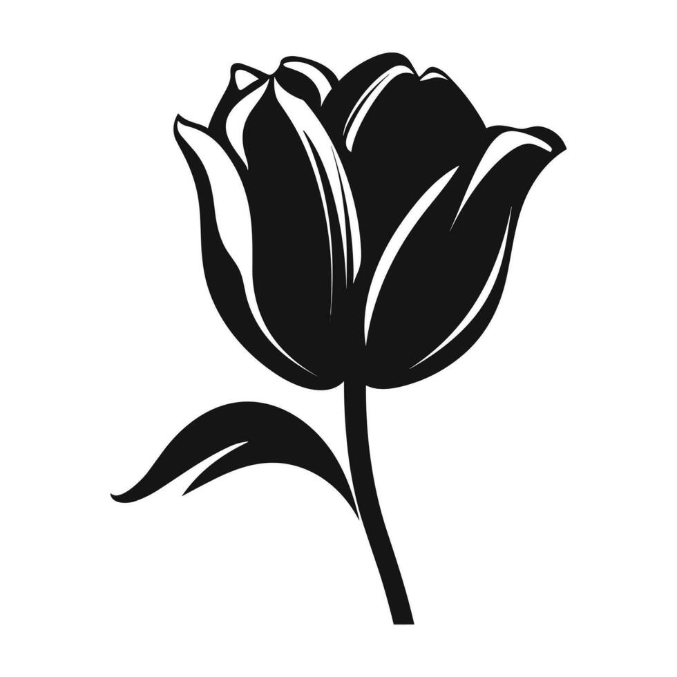 A Tulip Flower Vector Silhouette isolated on a white background