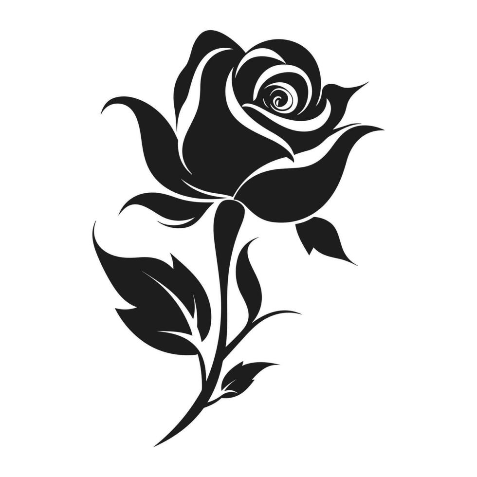 A Rose Flower Vector Silhouette isolated on a white background