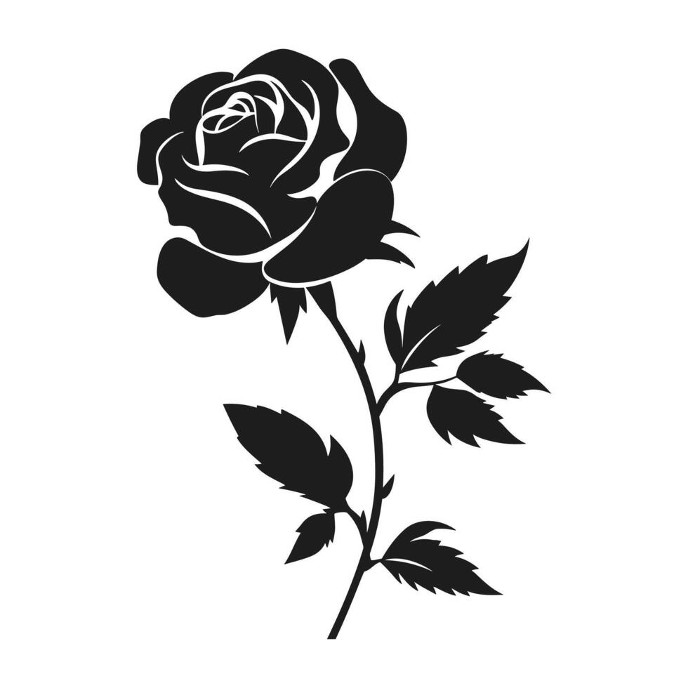 A Rose Flower Vector Silhouette isolated on a white background