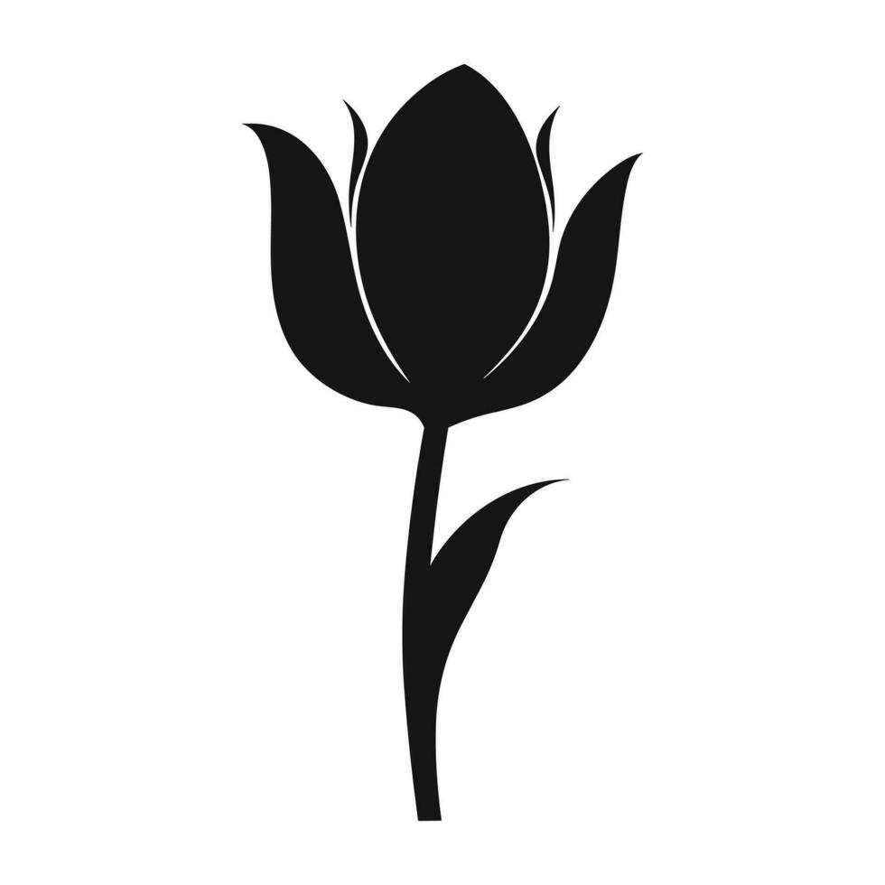 A Tulip Flower Vector Silhouette isolated on a white background