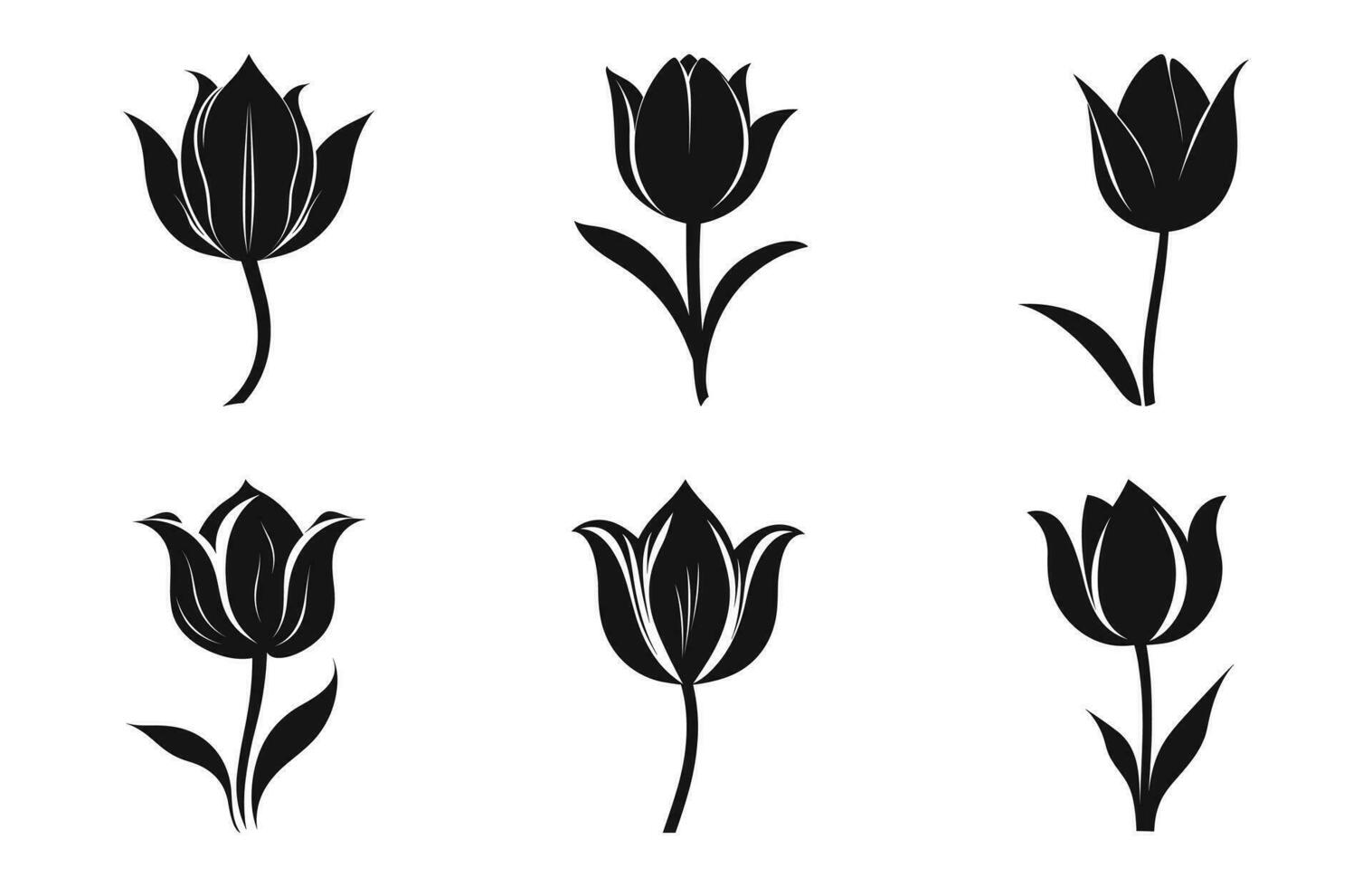 tulipán flor silueta vector colocar, tulipán flores clipart haz