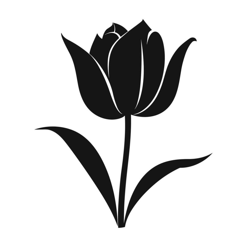 A Tulip Flower Vector Silhouette isolated on a white background