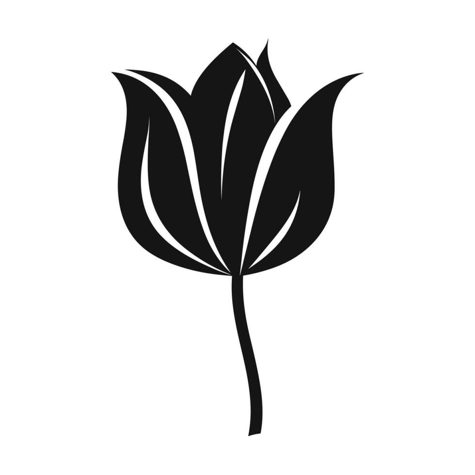 A Tulip Flower Vector Silhouette isolated on a white background