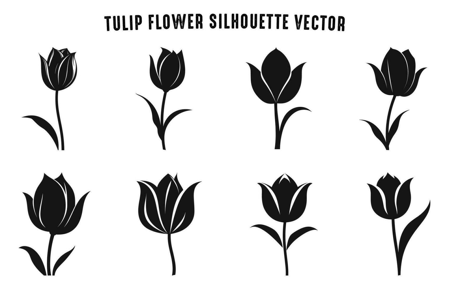 Tulip Flower Silhouette Vector set, Tulip Flowers Clipart Bundle